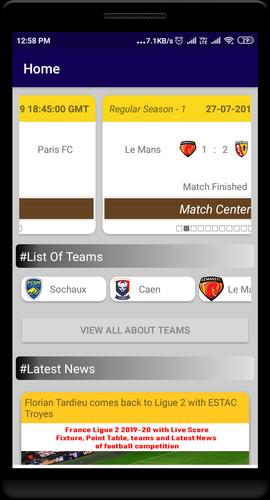 France Ligue 2 Live Score Fixtures Stats News For Android