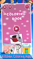 Kitchen Cooking Coloring book and drawings Affiche