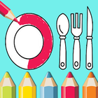 kitchen coloring book for kids icon