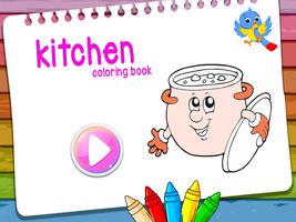 kitchen coloring book for kids poster