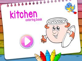 kitchen coloring book for kids Affiche