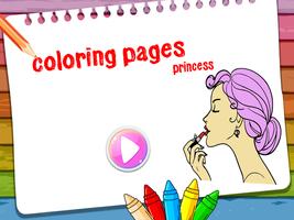 Princess coloring book drawing Affiche