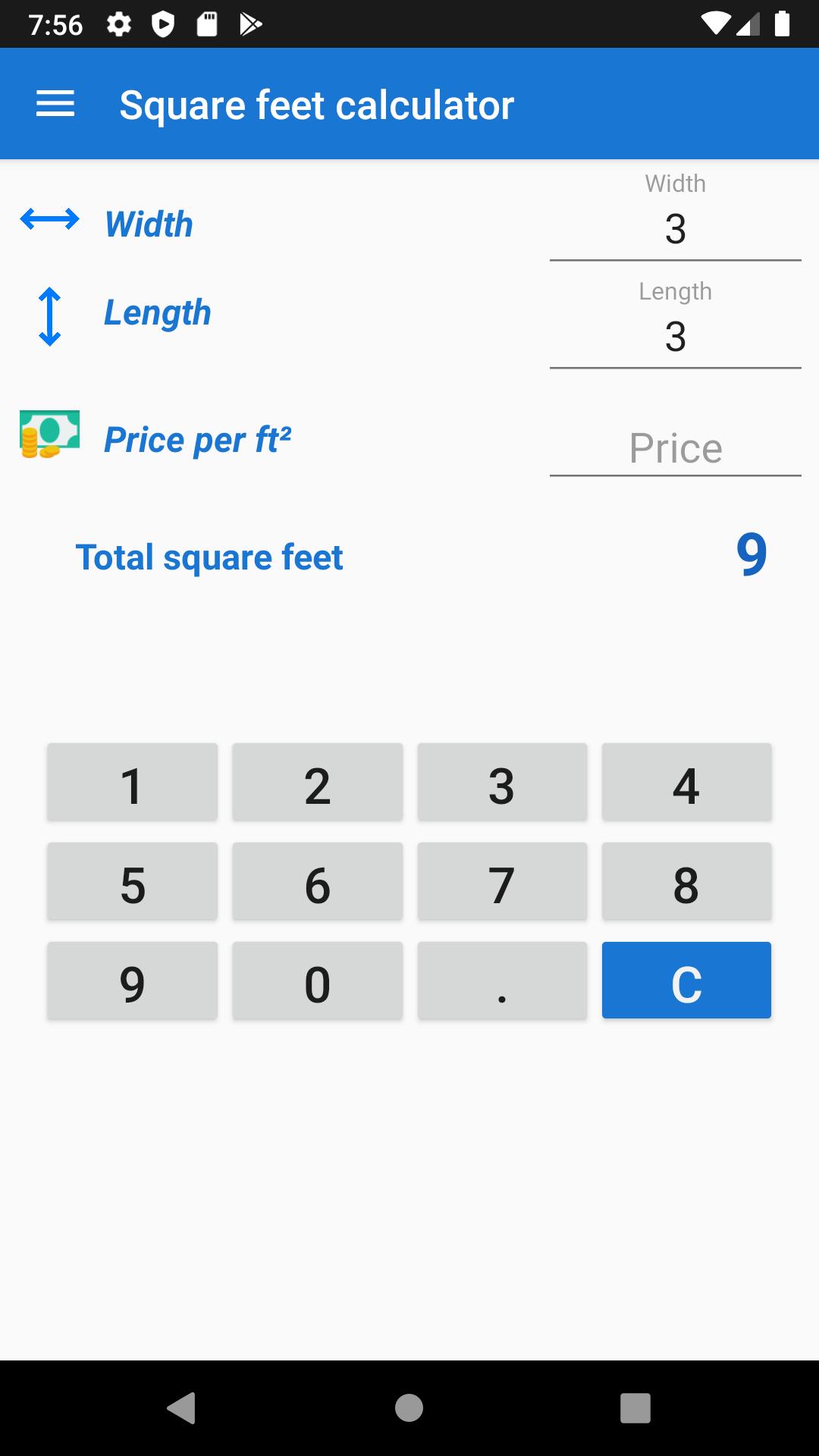 Square feet calculator for Android - APK Download