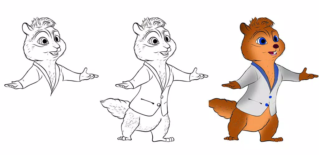 Chipmunk Treedraw How To Draw A Cartoon Chipmunk