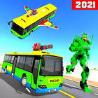 Flying Robot Bus Transform 3D أيقونة