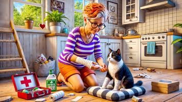 Cat VS Angry Gran Simulator 3D screenshot 1