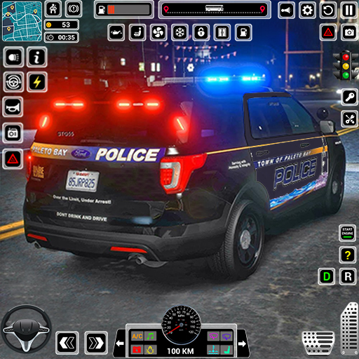 carro de polícia dirigindo 3d