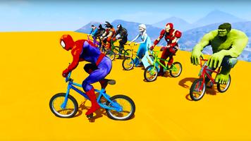 Superheroes Bmx Tricky Racing Games capture d'écran 1