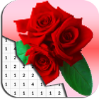 Fleurs roses à colorier par nombre - Pixel Art icône