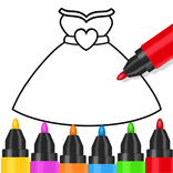 ”เด็กผู้หญิงระบายสีและวาดรูป