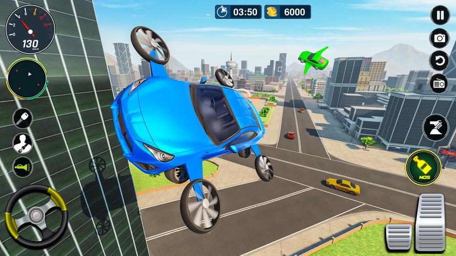 Flying Car Driving Simulator Free: Extreme Muscle Car - Airplane