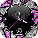 Purple Diamond Clock Live Wallpaper APK