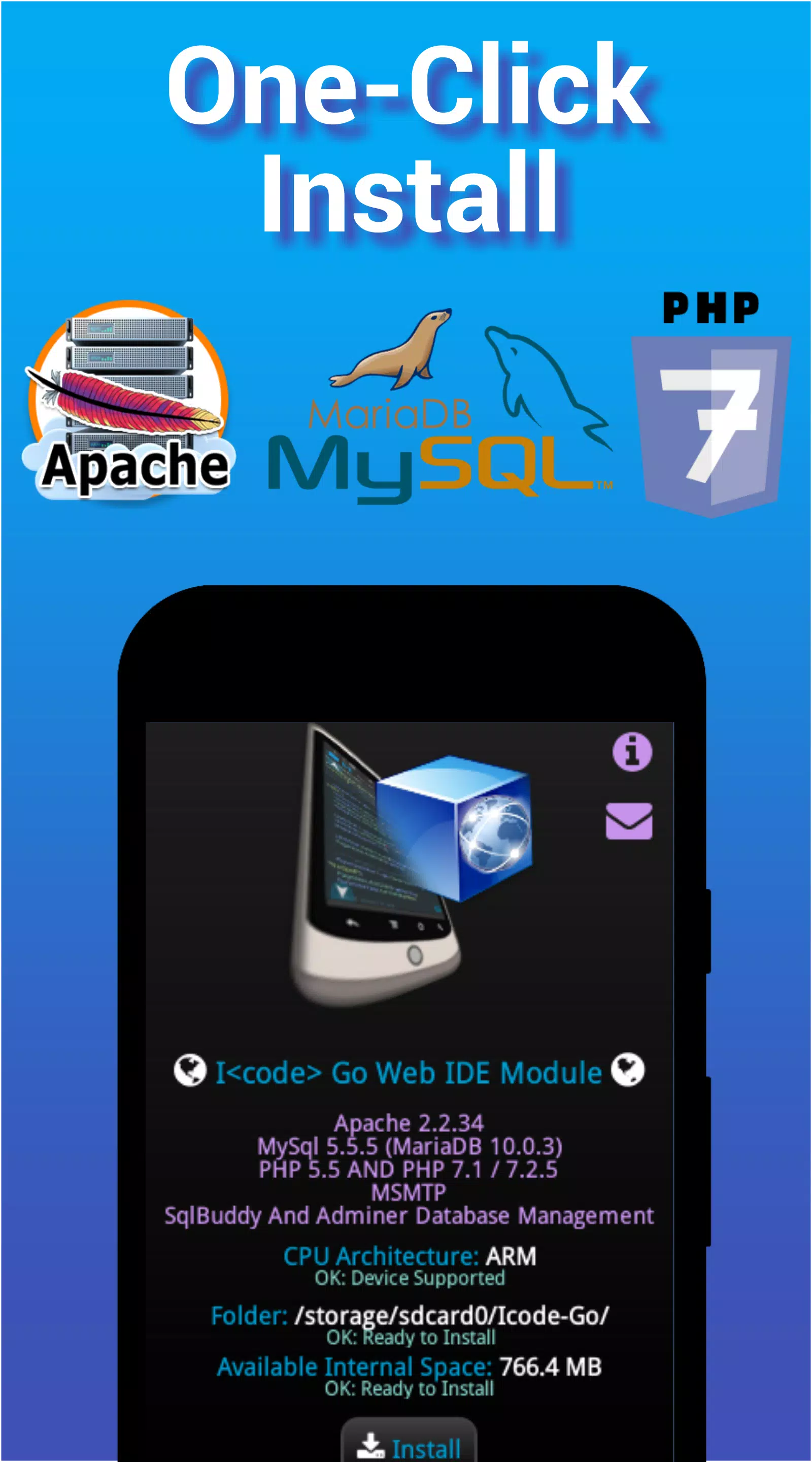 I<code> Web Server - Apache HTTP MySql PHP 7.3 APK for Android Download