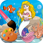 Mermaid coloring pages أيقونة