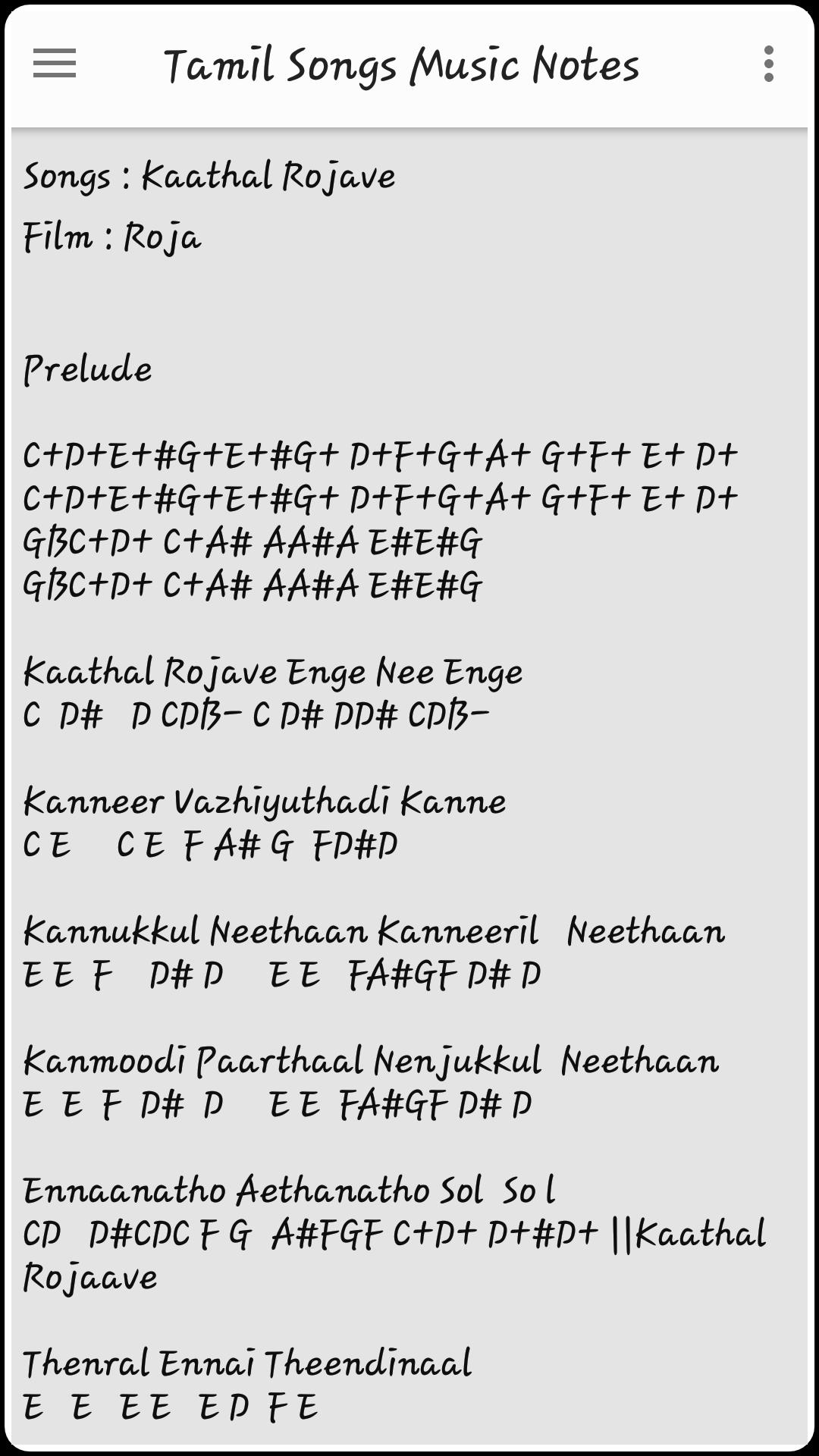 Keyboard Notes For Tamil Songs Free Download