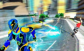 électrique super héros énergie secousses ville 3D Affiche