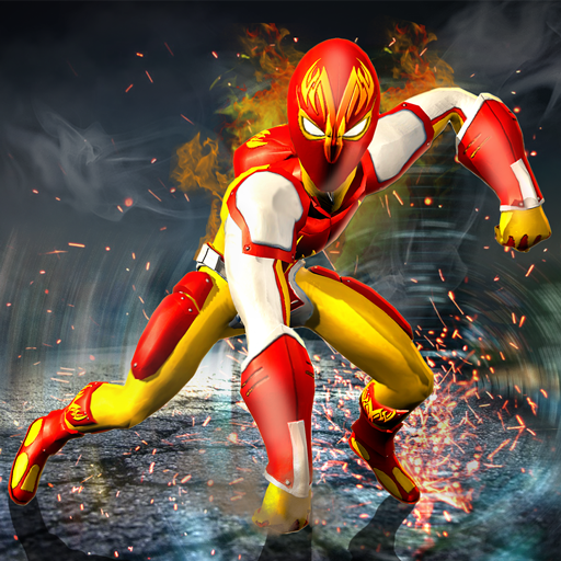 пламя герой летящий супергероя город боец