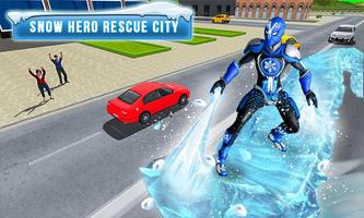 Superhero Frost Man City Rescue: Snowstorm Game โปสเตอร์