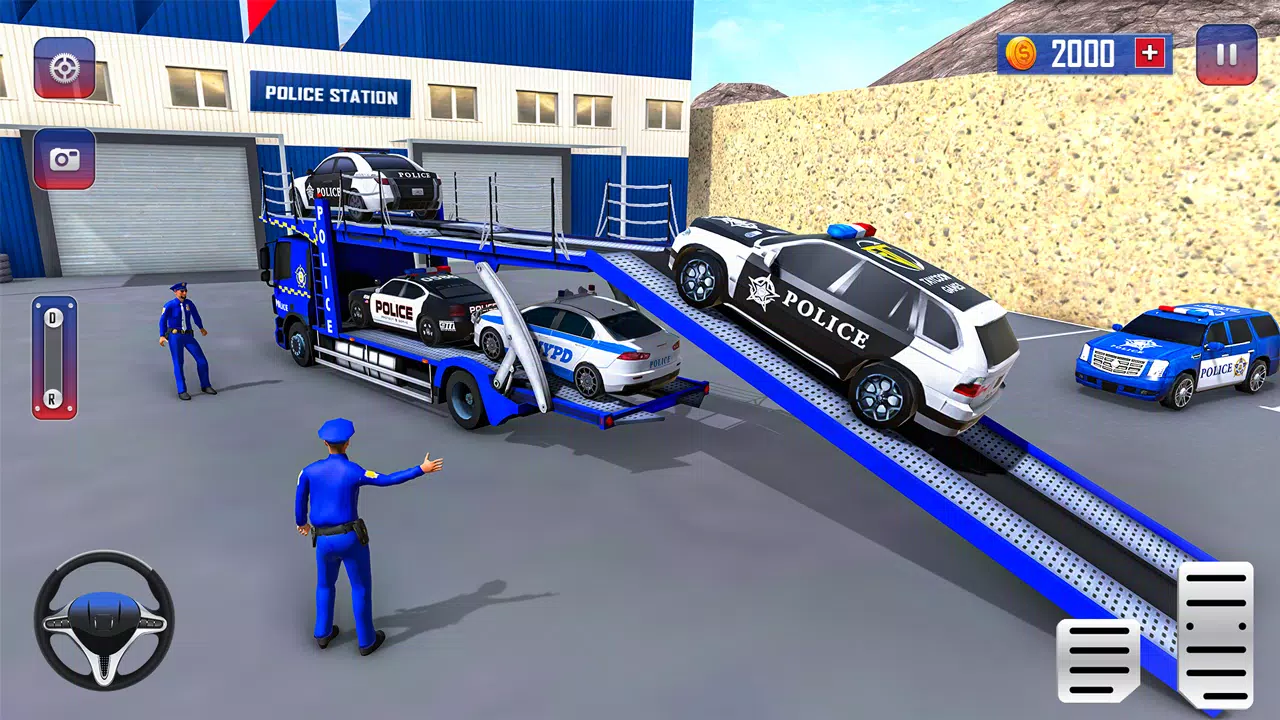 US Police Car Transport Truck: Police Vehicle Transporter Games