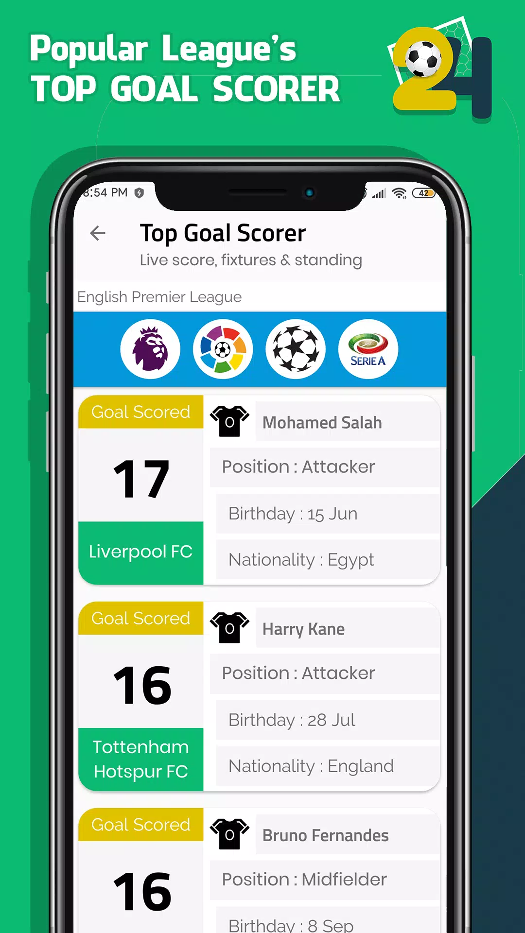 Football Database, Standings, Info - Goaloo Mobile
