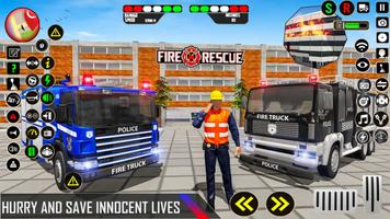 पुलिस फायर ट्रक एम्बुलेंस गेम स्क्रीनशॉट 2