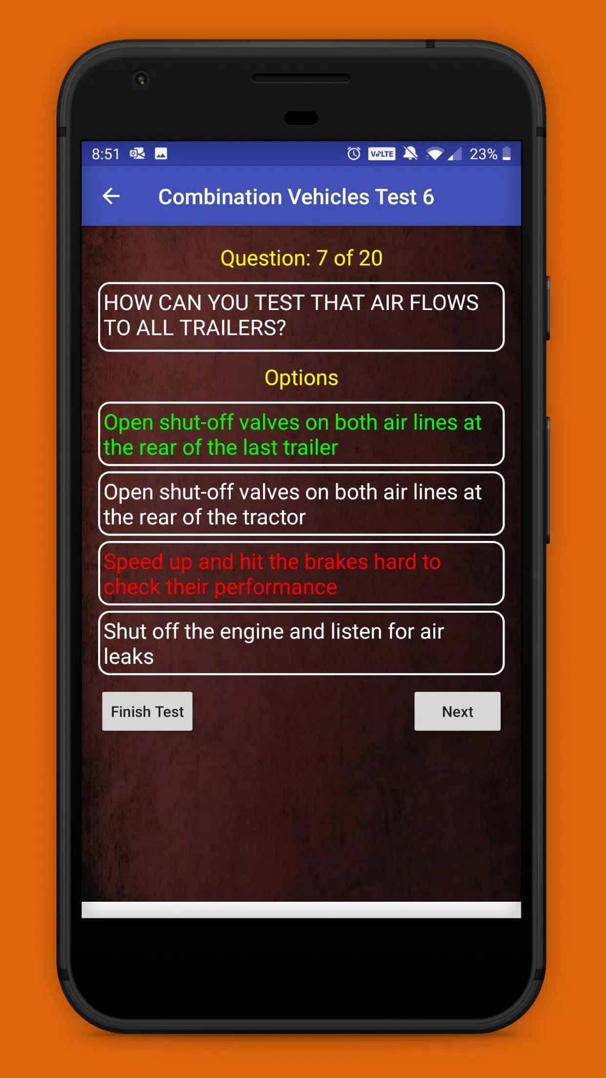how can you test that air flows to all trailers