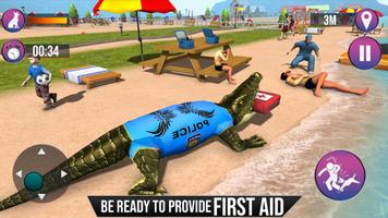 US Police Crocodile Simulator 2019: Beach Attack🐊 تصوير الشاشة 1