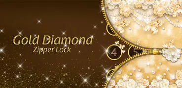Gold Diamond Zipper Lock