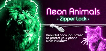 Neon Animals Zipper Lock Screen