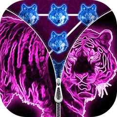 Neon Animals Zipper Lock Screen APK download