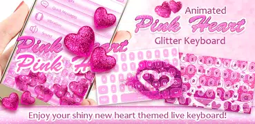 Animated Pink Heart Glitter Keyboard