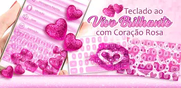 Teclado ao Vivo Brilhante com Coração Rosa