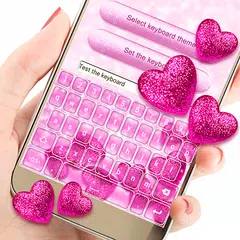 Animated Pink Heart Glitter Keyboard APK download