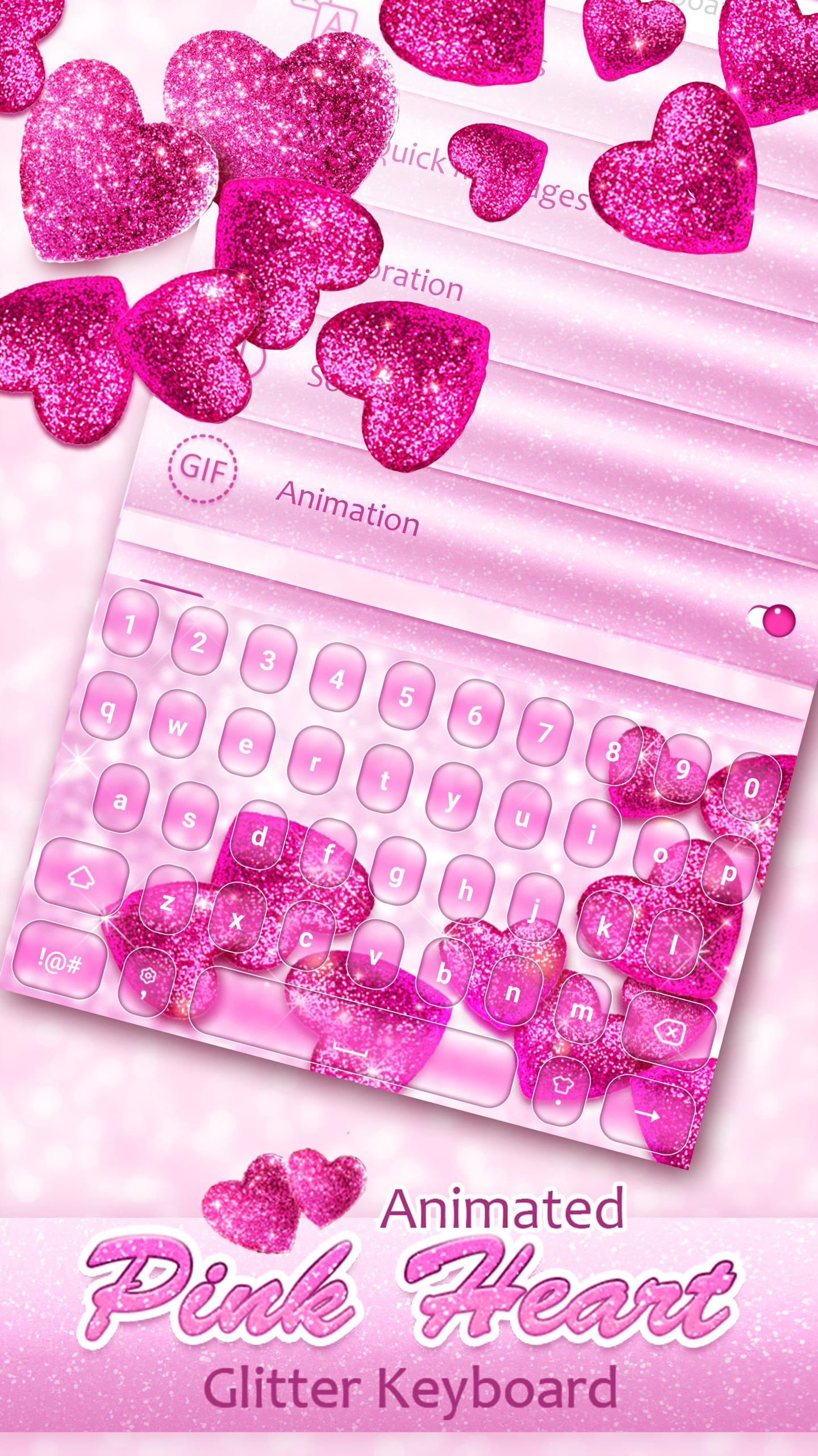 Animated Pink Heart Glitter Keyboard APK for Android Download