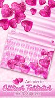 Animierte Glitzer Tastatur mit Rosa Herz Plakat