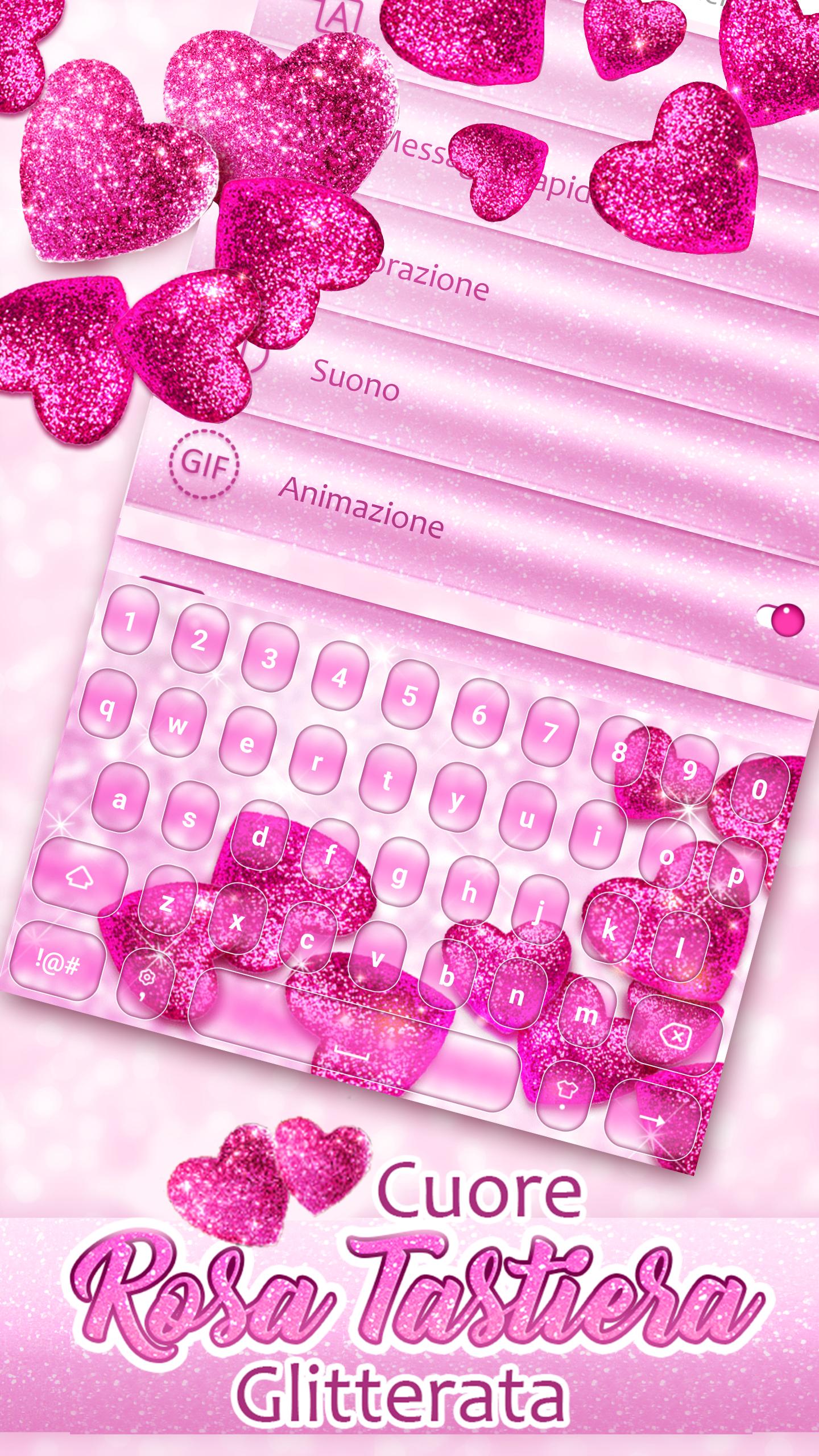 Cuore Rosa Tastiera Glitterata APK per Android Download