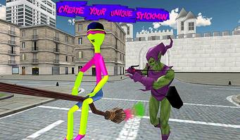 Flying Stick Man Hero:Monster Magic Fight Mystery captura de pantalla 2