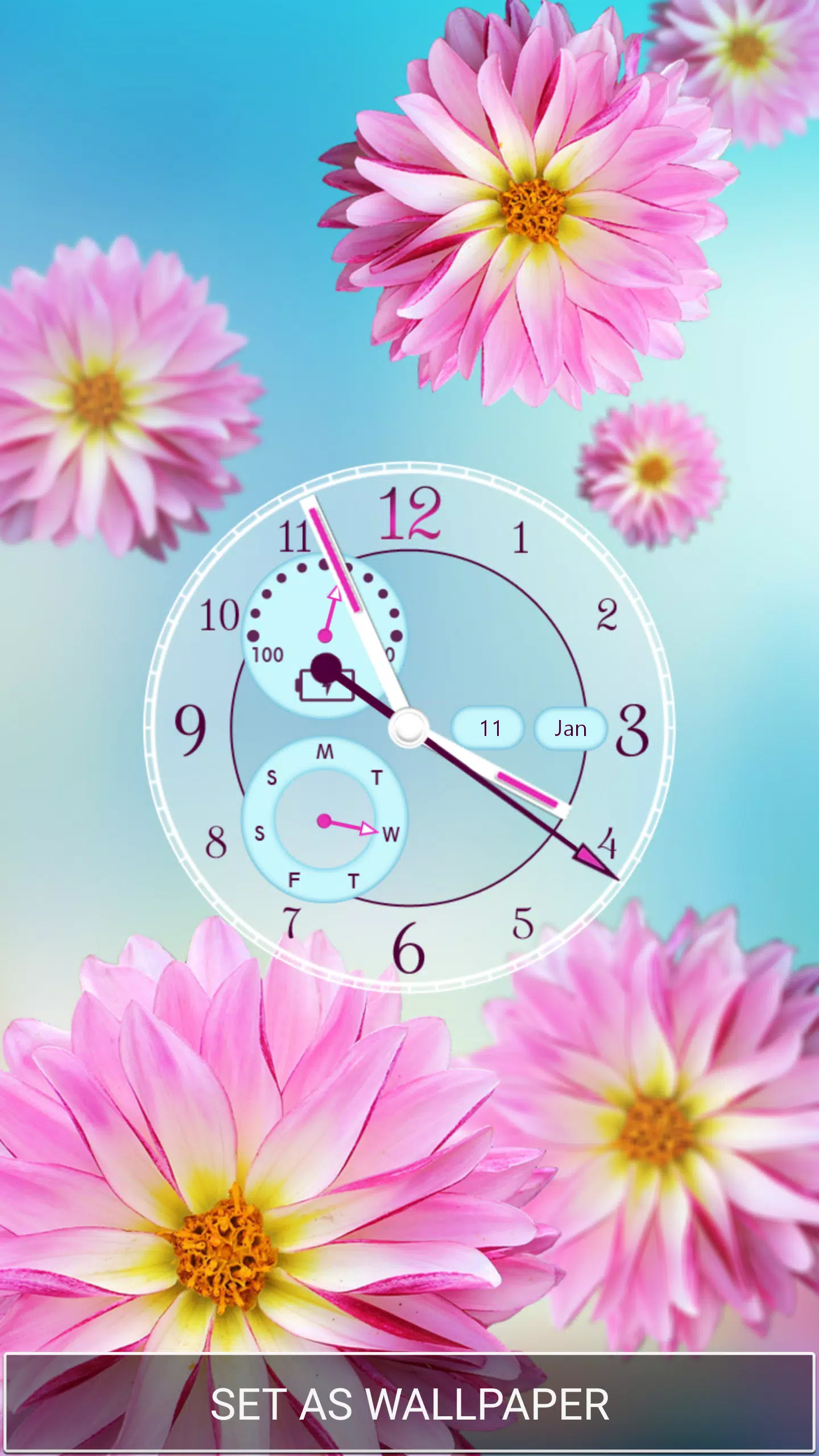 Android向けの画面上の時計 花の壁紙 Apkをダウンロードしましょう