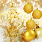 金色雪花球聖誕主題 金色鑽石圖示 金色聖誕夜主題 圖標