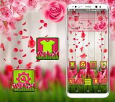 Pink Tulip Rose Launcher Theme Affiche