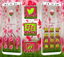 Pink Tulip Rose Launcher Theme imagem de tela 3