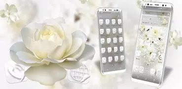 White Flower Launcher Theme