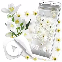 download White Flower Launcher Theme APK