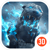 3D Theme - Roaring Lion 3D Wallpaper&Icon simgesi