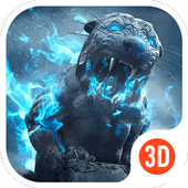 Icona 3D Theme - Roaring Lion 3D Wallpaper&Icon