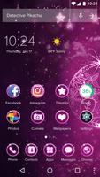 Neon Purple Flower Theme Affiche