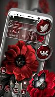 Dark Red Flower Launcher Theme 포스터