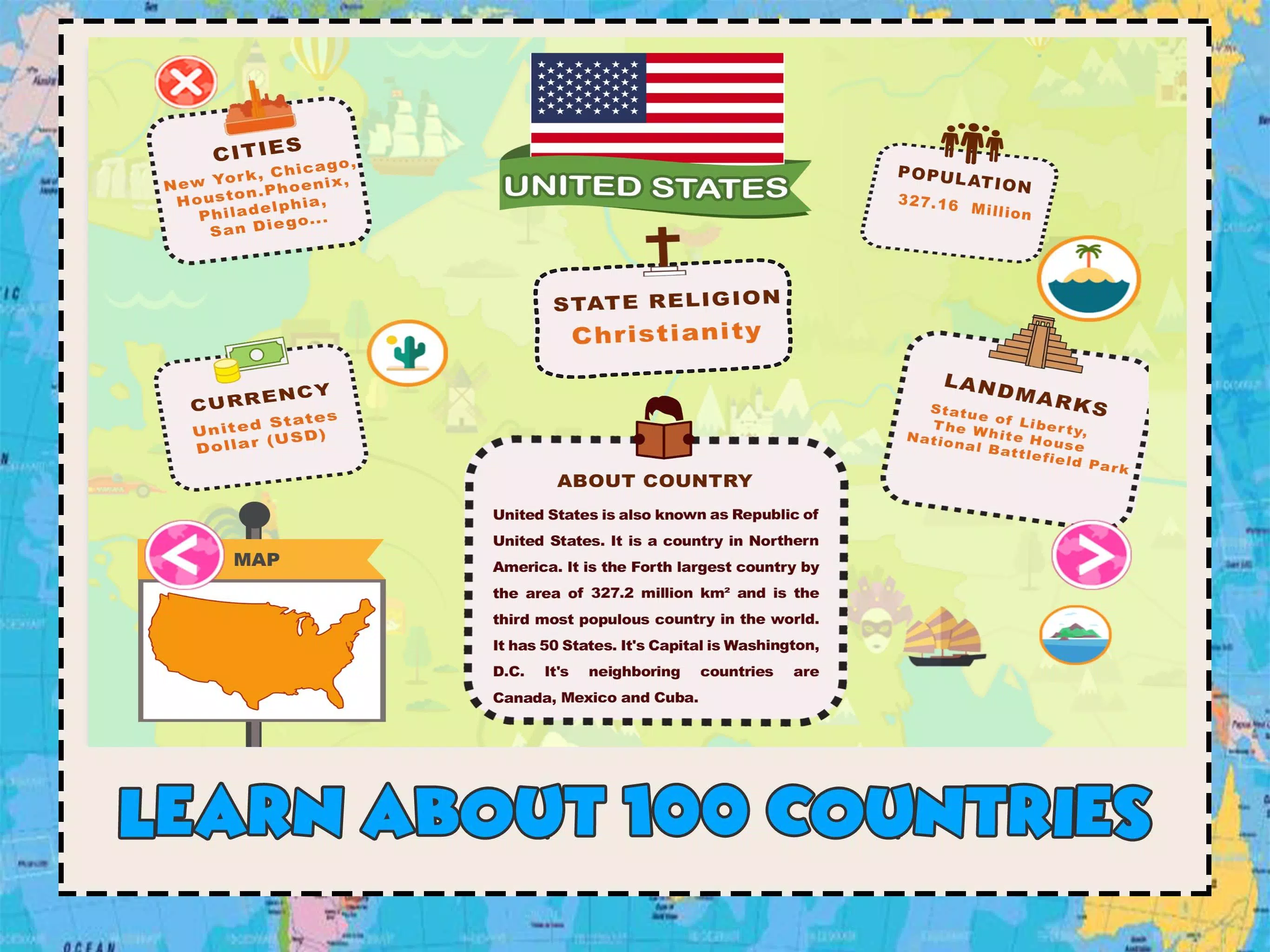 Amazing Countries - World Geography Educational Learning Games for Kids,  Parents and Teachers FREE - Microsoft এপ্‌সমূহ