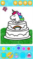 Glitter Birthday Cake Coloring Ekran Görüntüsü 1