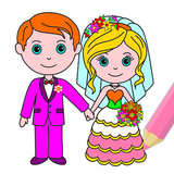 Mariée et le marié à colorier jeu
